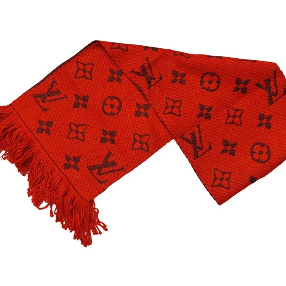 LOUIS VUITTON LV Classic Vintage Red & Burgundy Monogram Scarf VWT - Picture 1 of 15